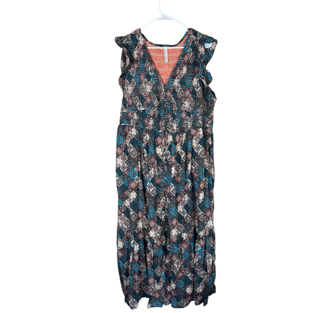 Anthropologie Peregrine Midi dress 1X patchwork - Picture 3 of 10